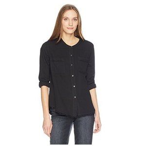 NWT Splendid Women's Double Pocket Button Up Shirt Black Size Small $120 K163